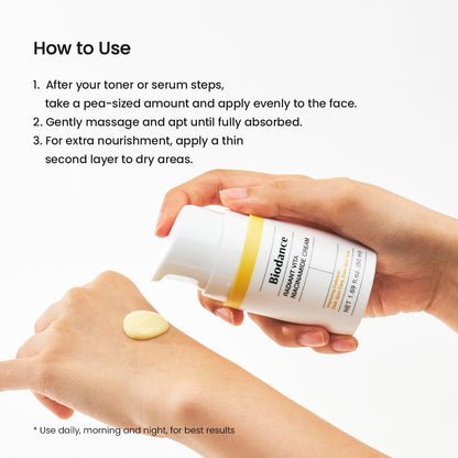 BIODANCE Radiant Vita Niacinamide Cream - Crema Facial Iluminadora con Vitamina C y B12, Corrector de Manchas Oscuras e Hidratante, K-Beauty, Cuidado Facial Coreano, 50ml