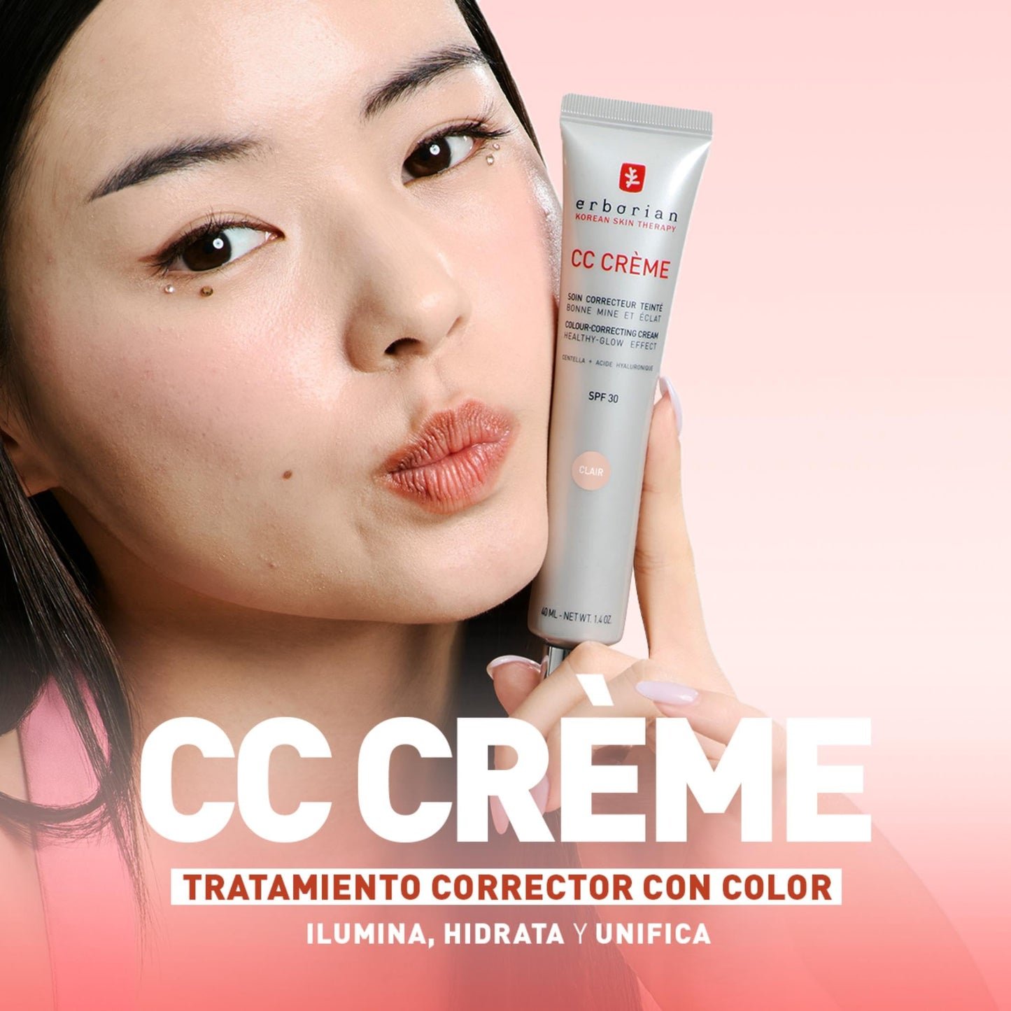 Erborian - CC Crème con Centella Asiática - Crema Facial Iluminadora de Alta Definición y Maquillaje - Protección Solar SPF 30 - Cosmética Coreana - Doré 15ml