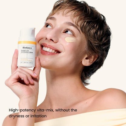 BIODANCE Radiant Vita Niacinamide Cream - Crema Facial Iluminadora con Vitamina C y B12, Corrector de Manchas Oscuras e Hidratante, K-Beauty, Cuidado Facial Coreano, 50ml