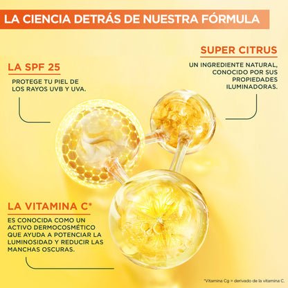 Garnier, Sérum Facial Iluminador y Anti Manchas 2 en 1, Con 20% Vitamina C y SPF25, No graso, Clínicamente probado, 50 ml
